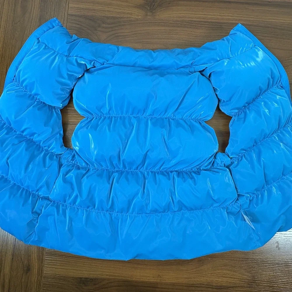 Weissman Puffer Vest Women XS Blue Quilted Full Zip Shiny Y2K Festival Chic